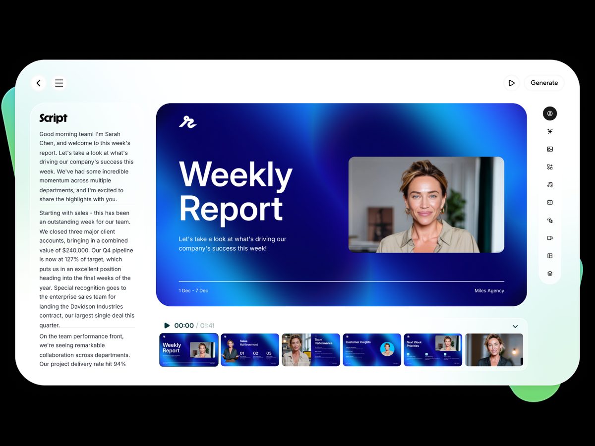 HeyGen AI Studio script-based video editor