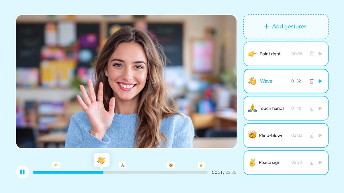 HeyGen avatar gesture and motion controls